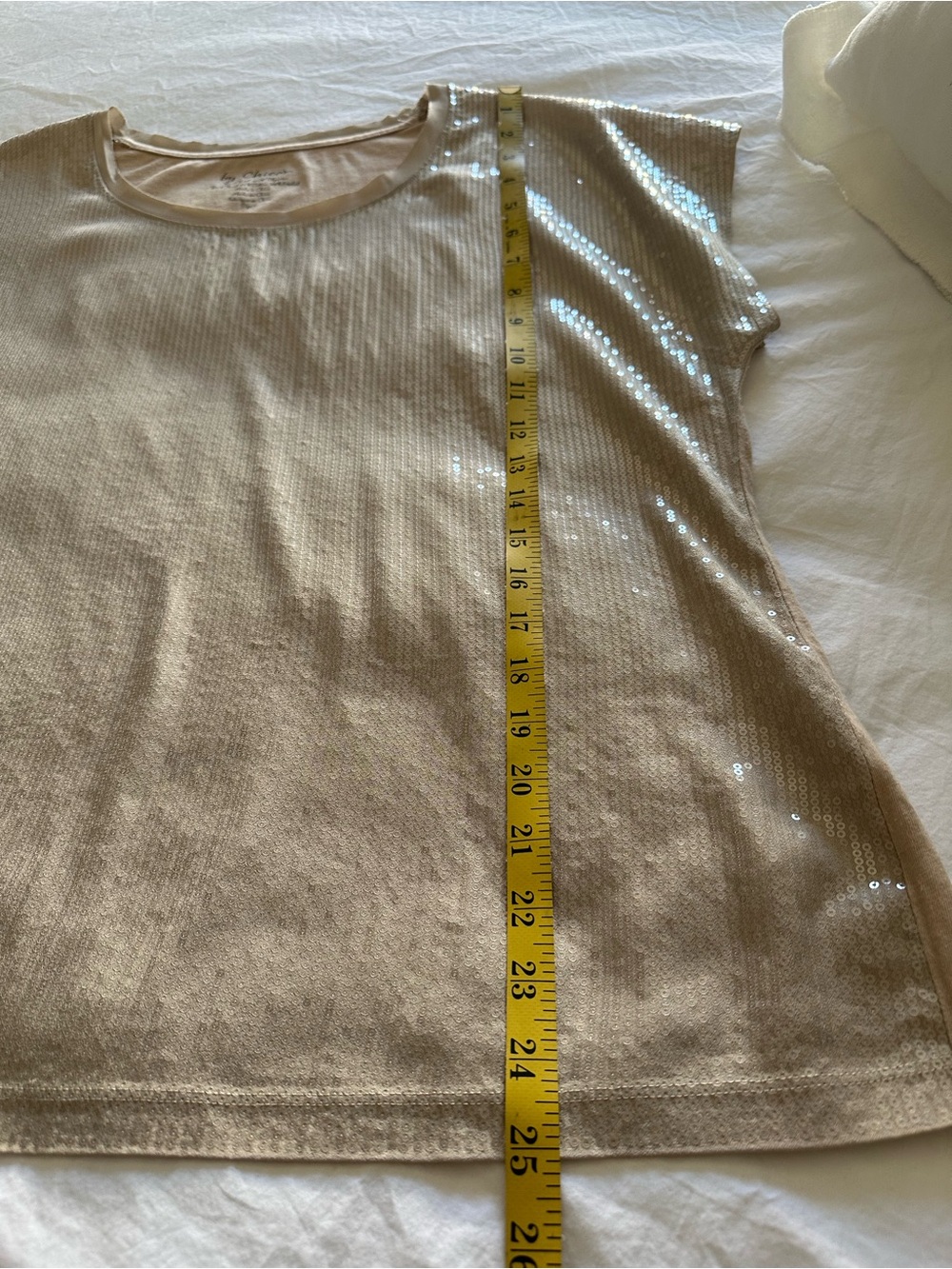 Chico's pale blush beige sequin top, size medium (2) - Picture 5 of 11